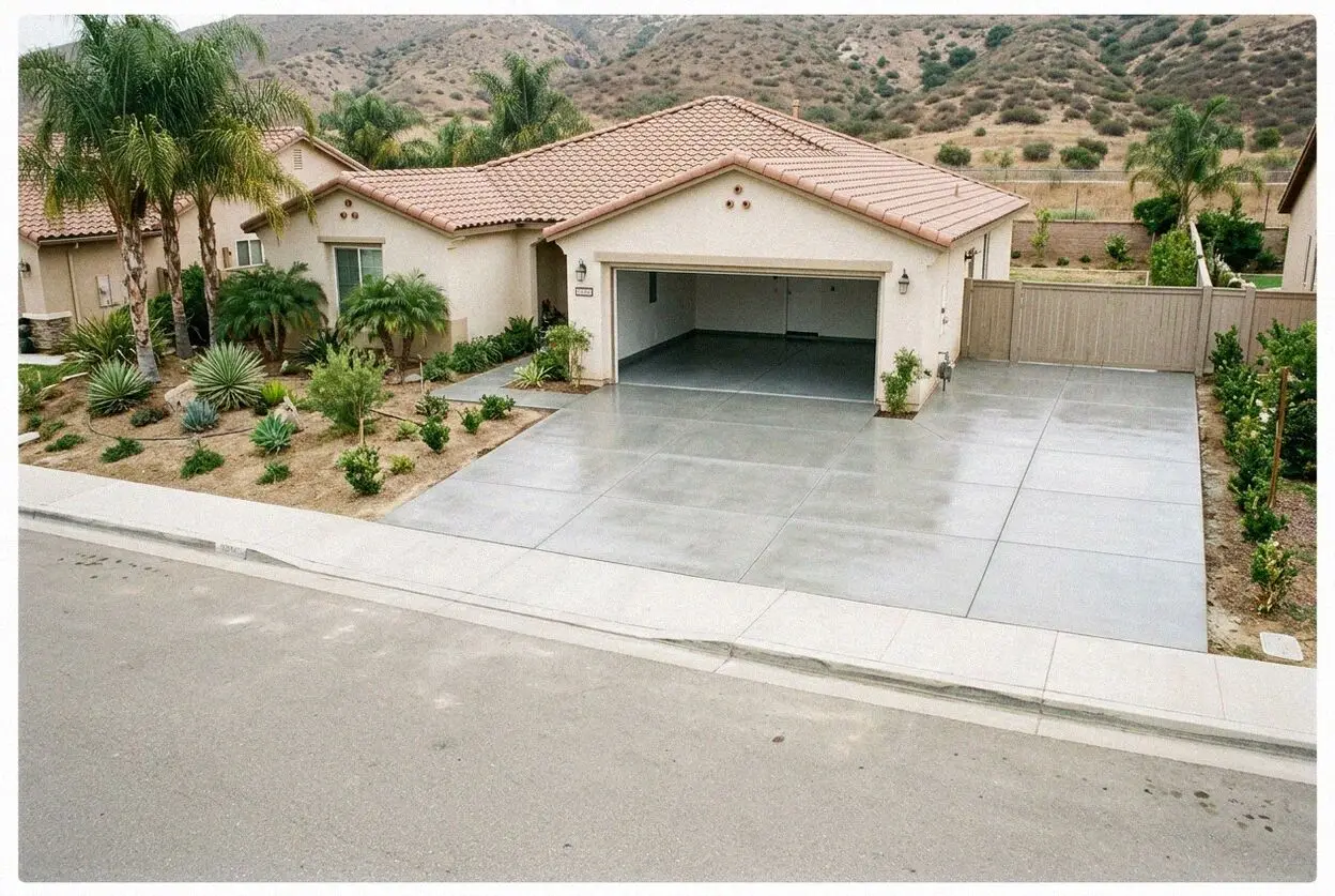 New garage floor slab in a Corona Hills tract home, Corona